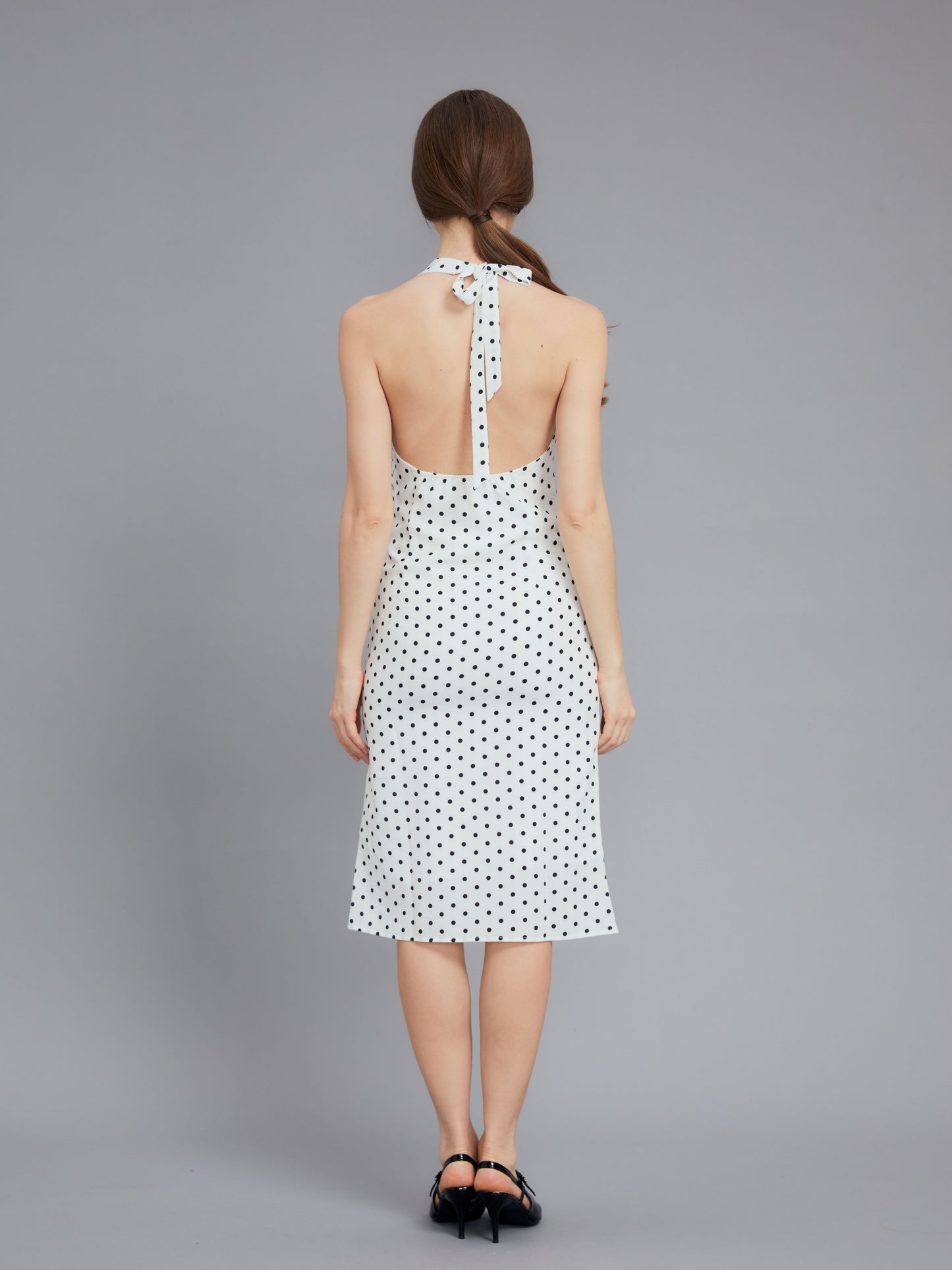 Neckless Backless Polka Dot Dress