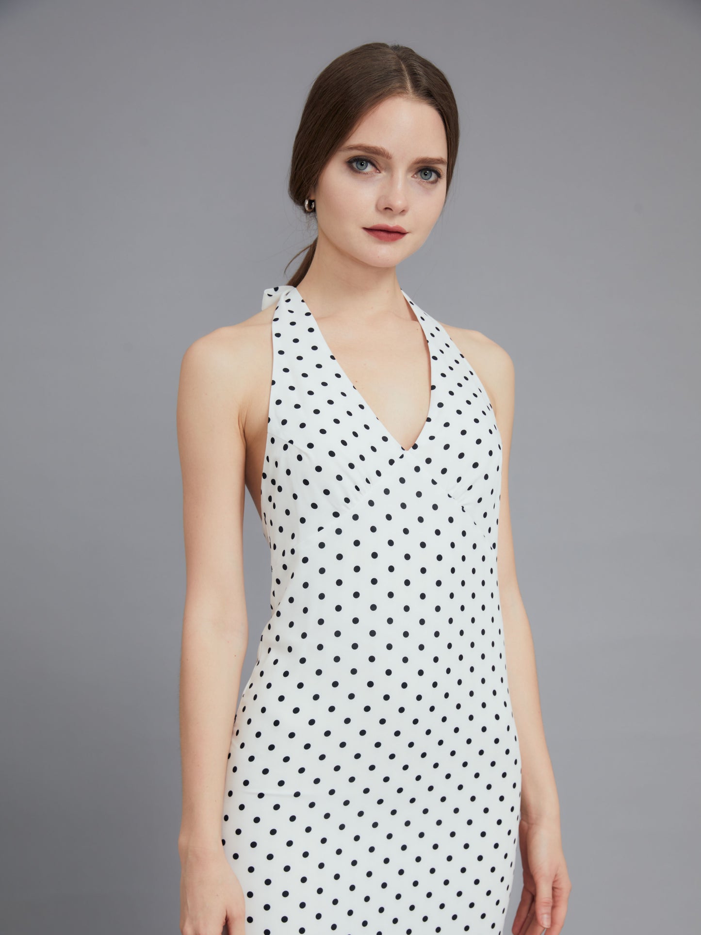 Neckless Backless Polka Dot Dress