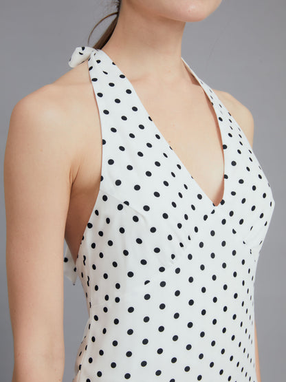 Neckless Backless Polka Dot Dress