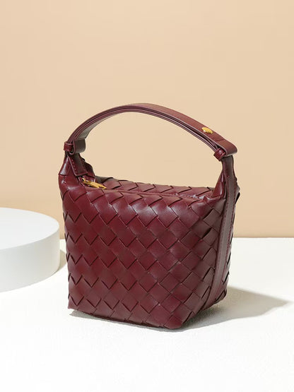 Vintage Boxy Woven Leather Handbag