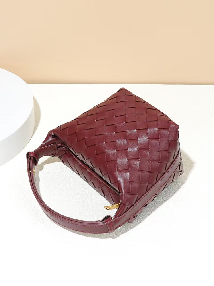 Vintage Boxy Woven Leather Handbag