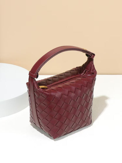 Vintage Boxy Woven Leather Handbag