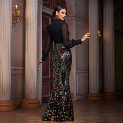 Regalia Noir Embellished Knit Gown