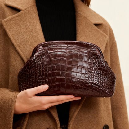 The Valeria Croc-Embossed Evening Clutch