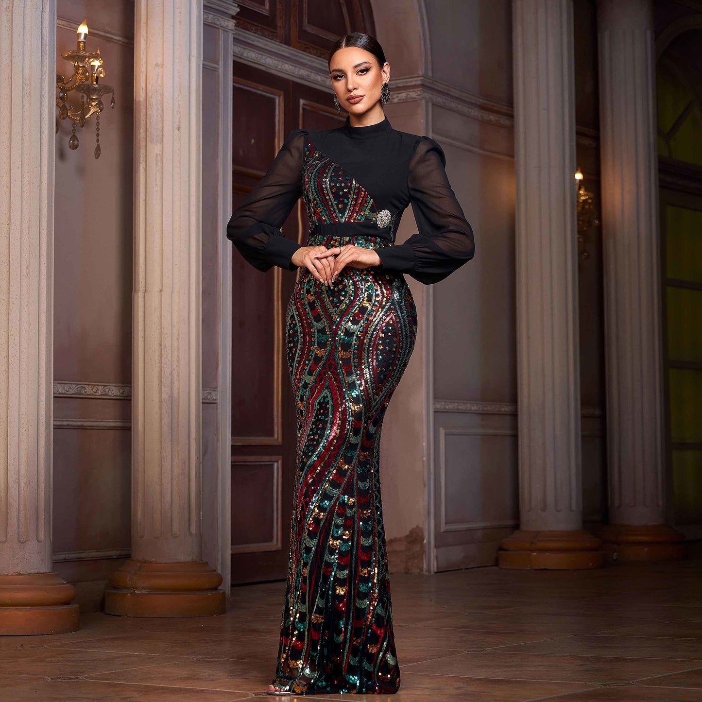 Regalia Noir Embellished Knit Gown