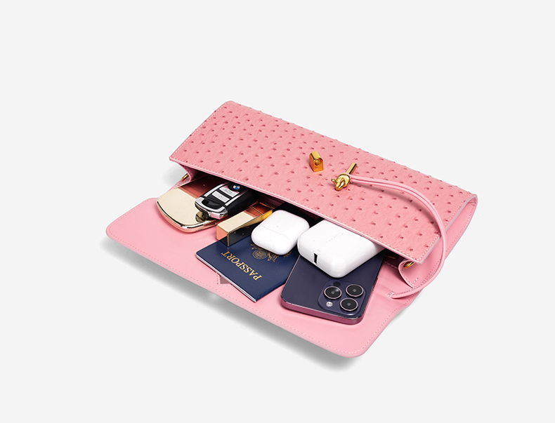 Aurelia Ostrich-Texture Luxe Clutch