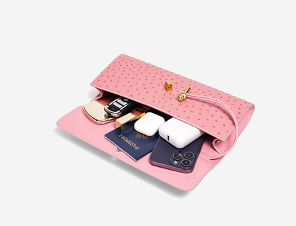 Aurelia Ostrich-Texture Luxe Clutch