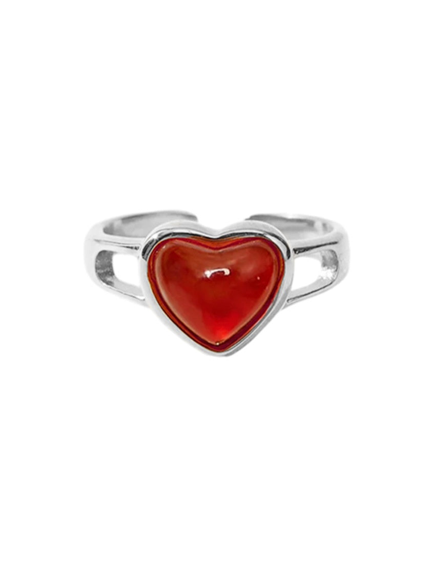 Natural Carnelian Heart Ring