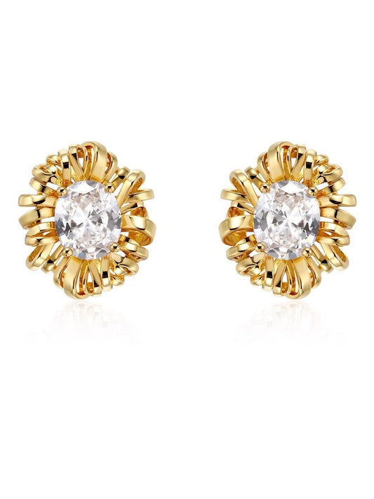 Irregularly Wrapped Zirconia Stud Earrings