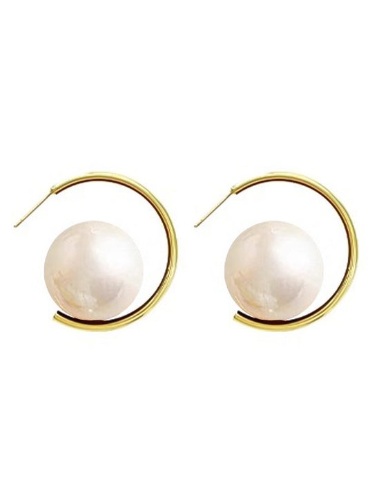 French Vintage Exaggerated Large Pearl Stud Earrings