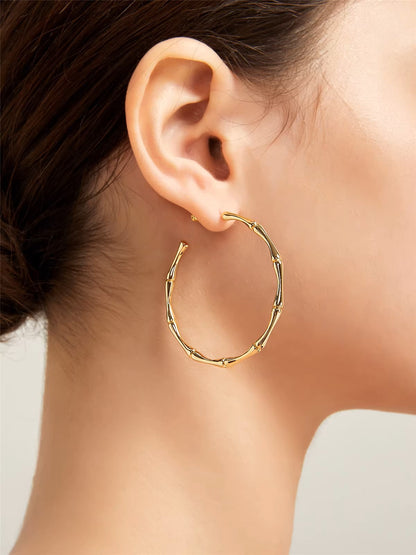 Bamboo Large Circle Hoop Earrings