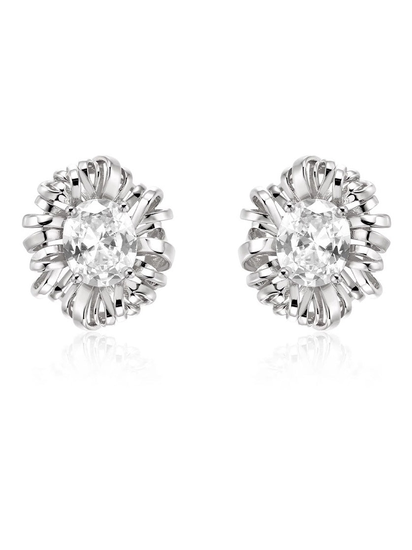 Irregularly Wrapped Zirconia Stud Earrings