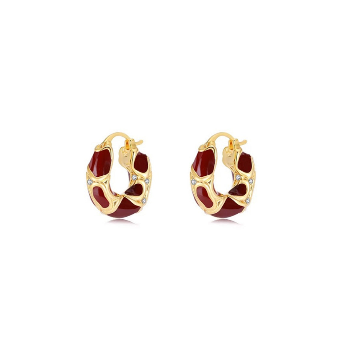 Fall/Winter Red Enamel Drip Glaze Earrings