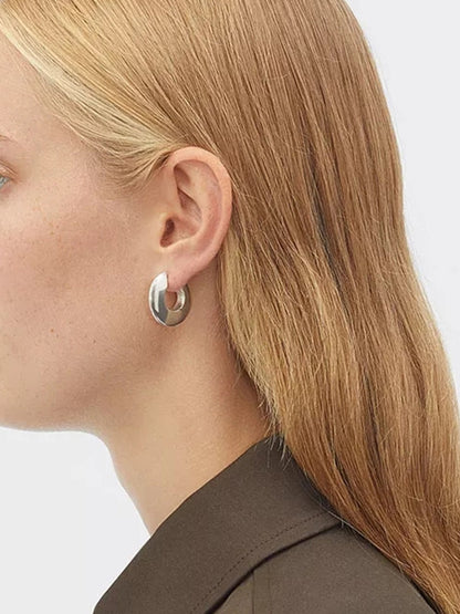 Cool Style Minimalist Glossy Flat Hoop Earrings