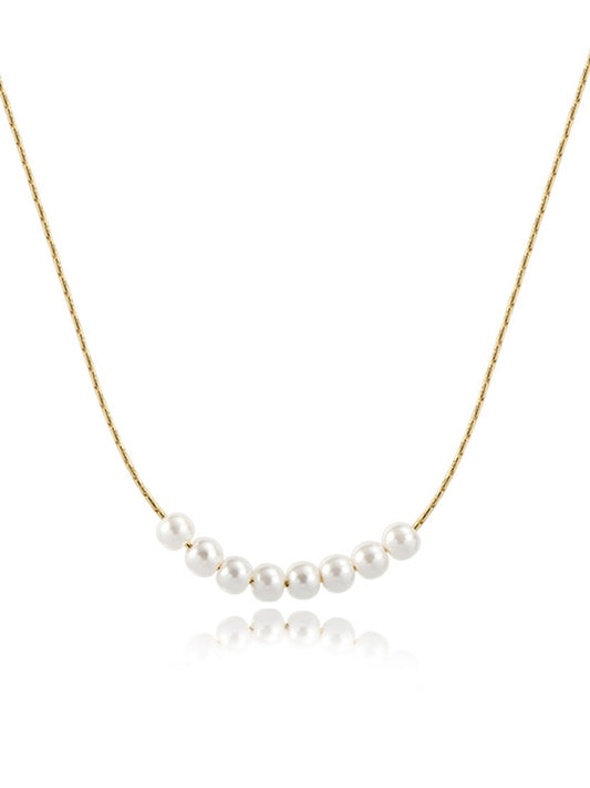 Vintage Smile Pearl Plain Chain Necklace