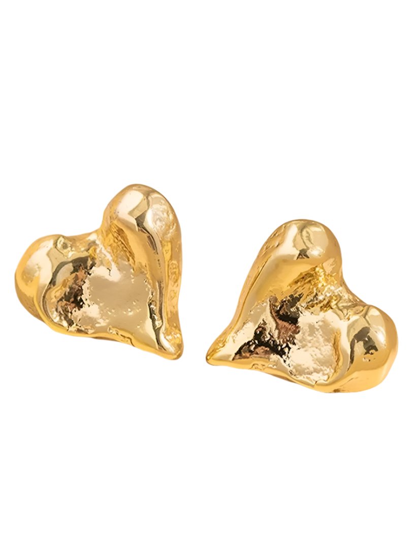 Textured Irregular Heart Stud Earrings