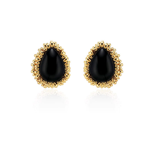 Vintage Drop Onyx Earrings