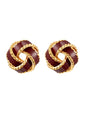 French Vintage Concentric Knot Burgundy Earrings