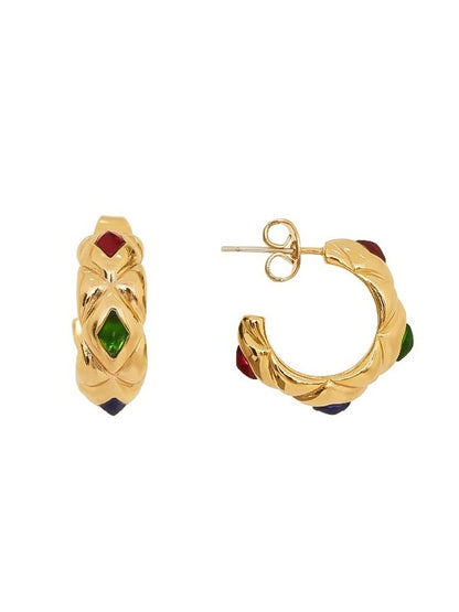 Colorful Triple Diamond Earrings