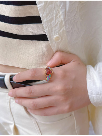 French Vintage Purple Eye Heart Ring