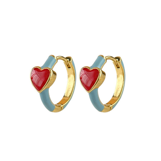 Enamel Drip Glaze Heart Earrings