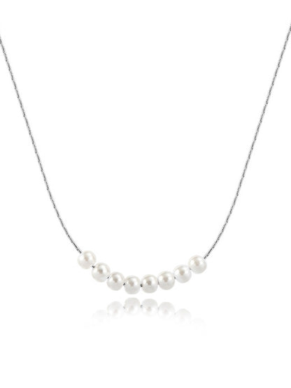 Vintage Smile Pearl Plain Chain Necklace