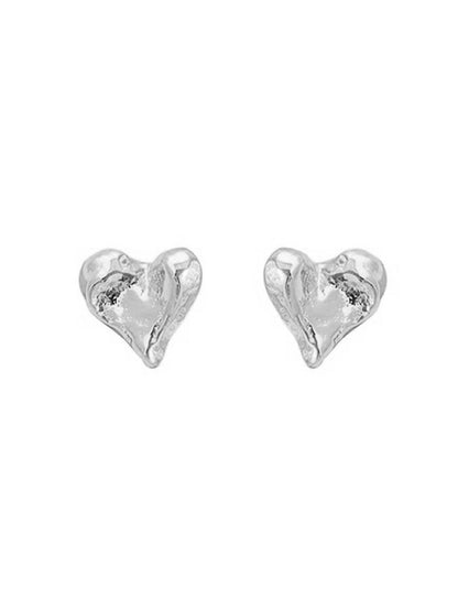 Textured Irregular Heart Stud Earrings