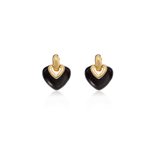 Autumn and Winter Enamel Heart Stud Earrings