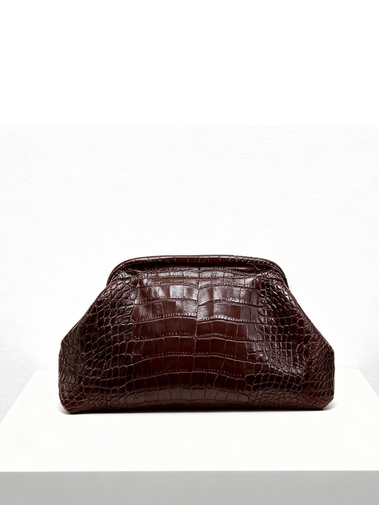 The Valeria Croc-Embossed Evening Clutch